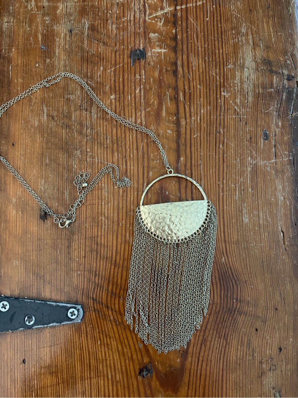 Gold Fringe Pendant Necklace - Women Jewelry